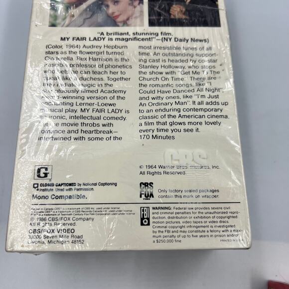 VTG My Fair Lady (VHS, 1964) New Sealed CBS FOX Video Audrey Hepburn Harrison - Picture 5 of 10